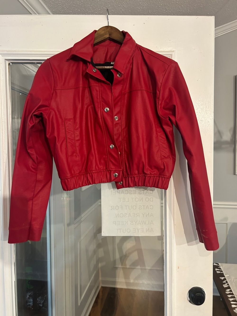 Women's Red Cropped Bomber Jacket - Stylish Lightweight Coat